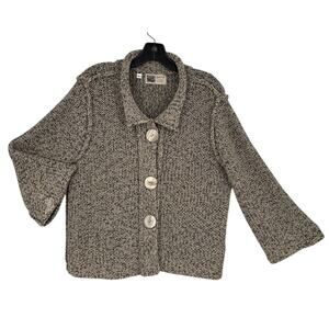 Habitat Woven Knit Cardigan Cotton Blend Marled Beige M/L Lagenlook